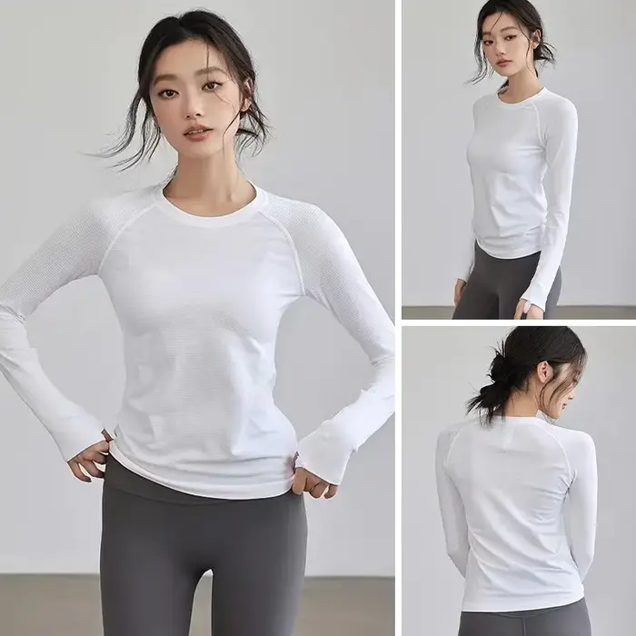 Haut de yoga ultra-léger sans coutures avec trous pour les pouces - Séchage rapide, évacuation de l'