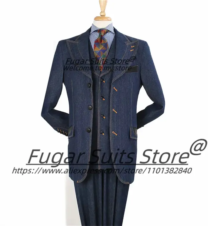 Costumes de Cowboy Homme Élégants et de Haute Qualité, Sur Mesure, Coupe Slim, Revers Pointus, pour 