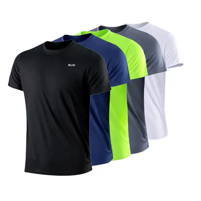 T-shirt à manches courtes pour homme, séchage rapide, évacuation de l'humidité, col rond, exercice d
