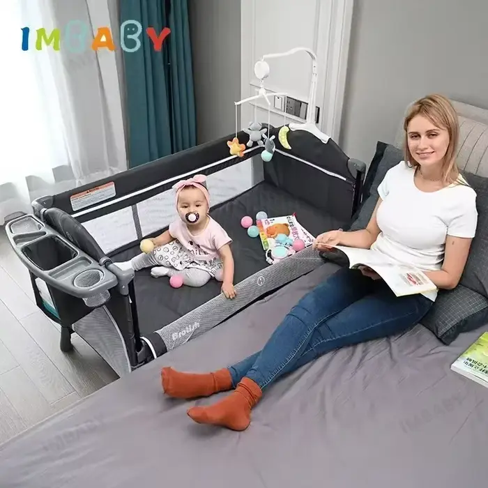 IMBABY-Lit bébé portable multifonctionnel avec table à langer, berceau à bascule pour enfants, lit n