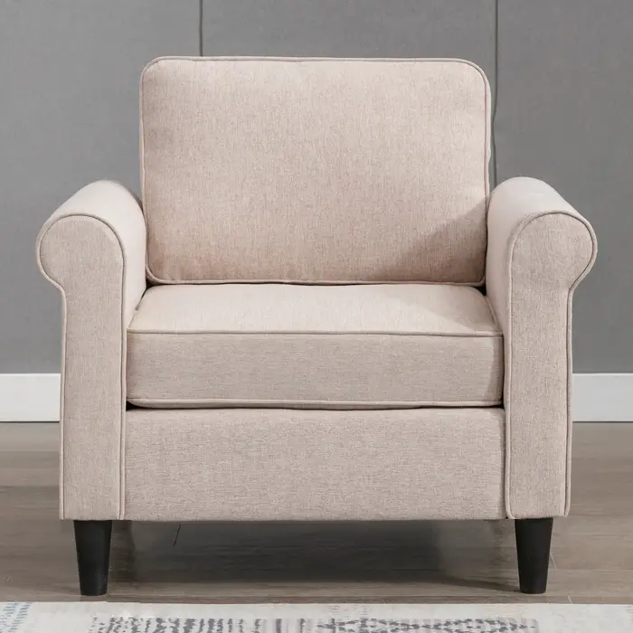 HORGgland O-Canapé simple moderne en micro-tissu avec cadre en bois, petit fauteuil à pied solutions