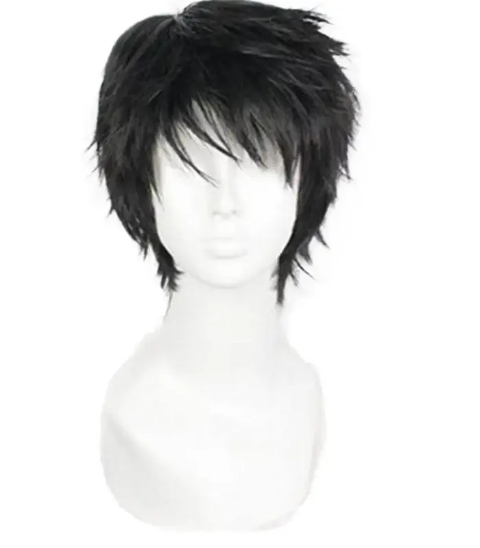 Perruque synthétique courte bouclée noire pour hommes, 11.81 pouces, multifonction, couches moelleus