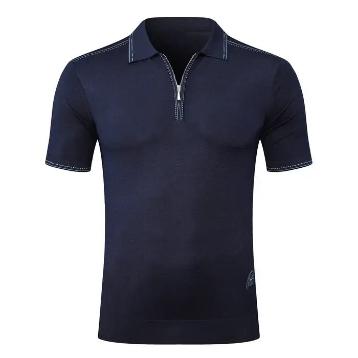 BILLIONAIRE BLSK CPRT polo soie hommes 2026 nouvelle couleur unie élastique à manches courtes mince 