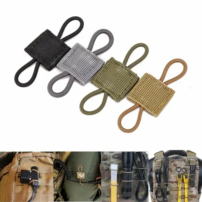 Système Molle tactique, boucle de sac à dos, sangle fixe PTT, ruban élastique Molle pour bâton d'ant