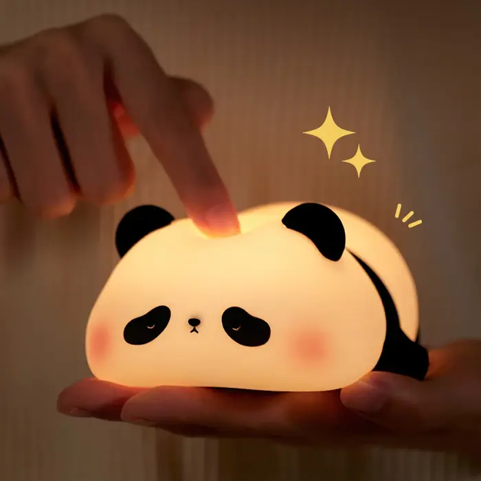 Panda LED veilleuse mignon Silicone veilleuse USB Rechargeable tactile lampe de nuit chambre synchro