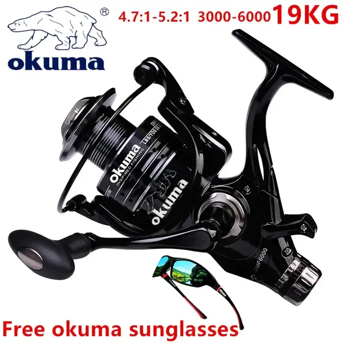 Okuma tout métal fil tasse filature bateau de pêche 5.2:1 4.7:1 tambour rotatif 19KG résistance tamb