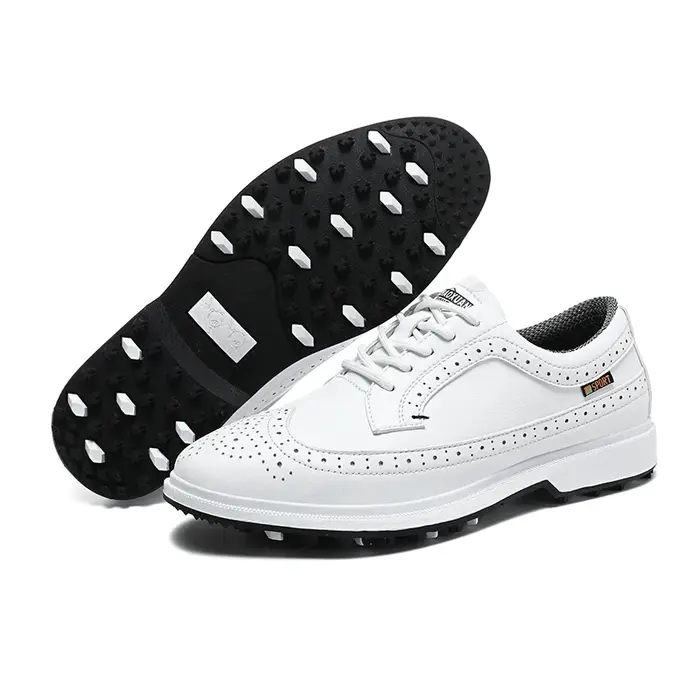Chaussures Golf Professionnelles Hommes Cuir Respirant - Compétition Entraînement Grandes Tailles 39-47