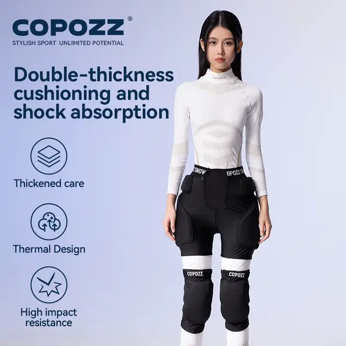COPOZZ protection genouillères ski patinage - Short rembourré hanches S-XL sports d'hiver