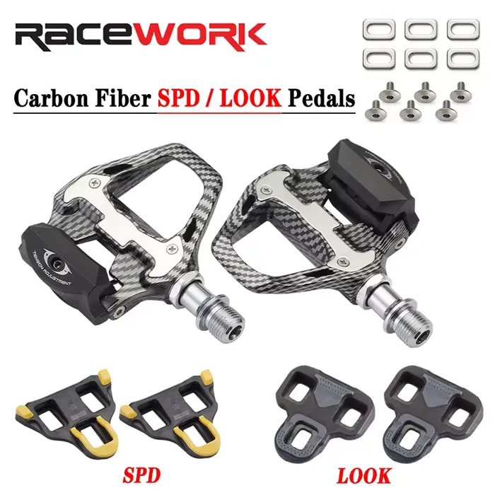 RACEasy-Pédale de vélo de course texturée en fibre de carbone, ultra-légère, éventuelles D, Keo, aut