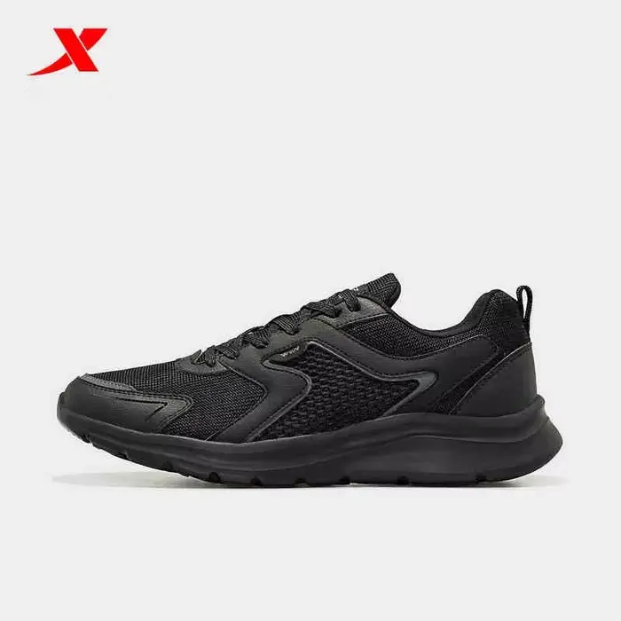 Xtep-Chaussures de course en maille respirante pour homme, baskets de sport, marathon, noir, blanc, 