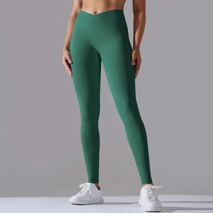 Taille croisée femmes Yoga Leggings hanches levage Gym Leggings sans couture Sport pantalon taille h