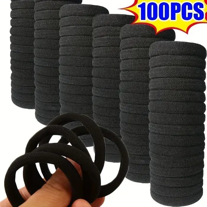 Bandes de cheveux à haute élasticité pour filles, bandeau noir, attaches en caoutchouc, support queu
