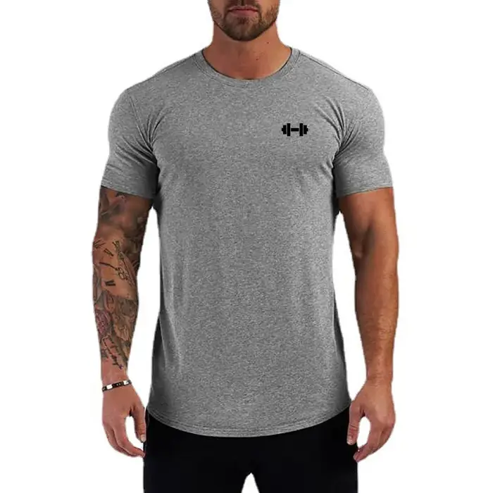 T-shirts de course d'été en coton respirant, vêtements de sport à manches courtes pour hommes, T-shi