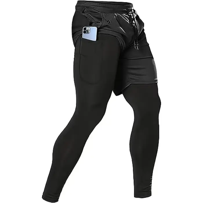 Pantalons de sport pour hommes 2 en 1 survêtements d'athlétisme vêtements d'entraînement jogging gymnastique fitness course