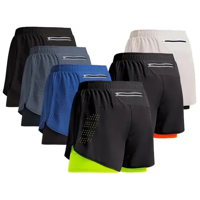 Nouveaux Shorts de Sport hommes vêtements de Sport 2 en 1 pantalons courts Double pont bas de plage 