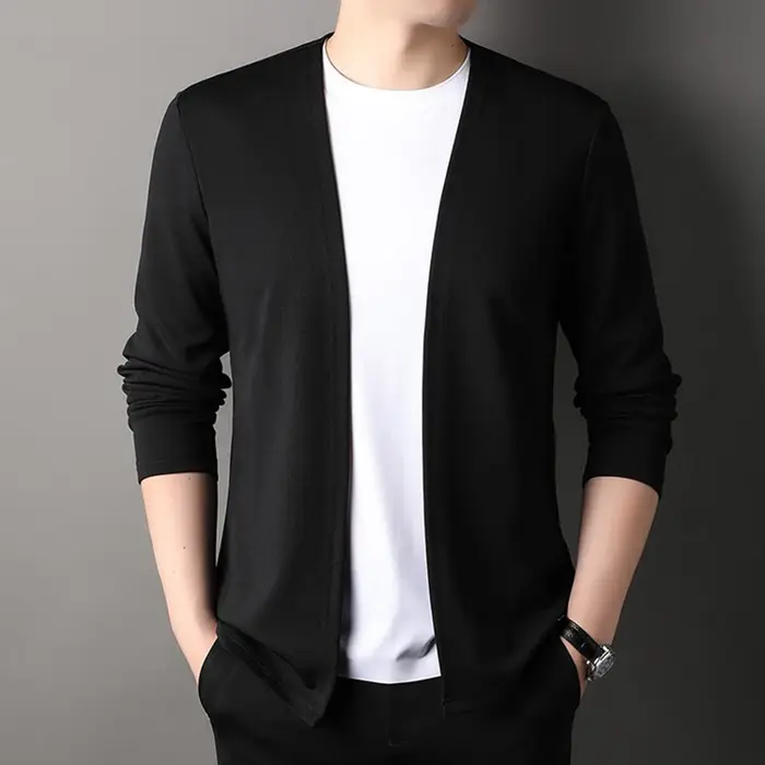 Nouveau Cardigan ajusté pour hommes, vêtements d'extérieur fins de printemps et d'automne, manches l