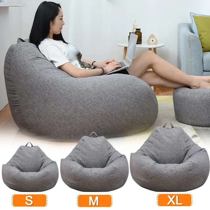 Juste de canapé paresseux sans remplissage, siège de chaise longue en lin, pouf, canapé bouffant, ta