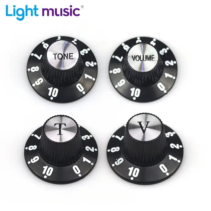 Boutons de contrôle de vitesse et de Volume de guitare en aluminium, cloche de chapeau haut-de-forme