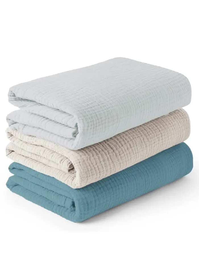 Lot de 3 langes en mousseline pour bébé, doux et respirants, pour nouveau-nés, garçons et filles