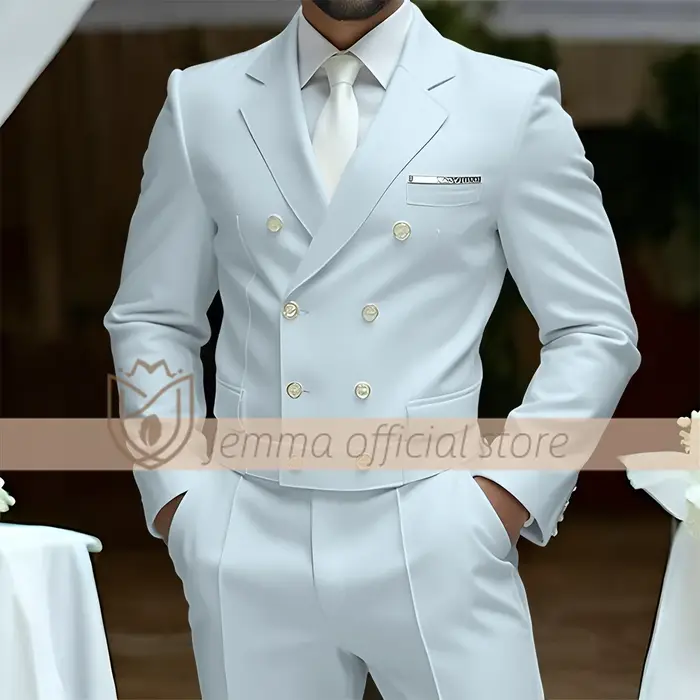Ensemble de costume 2 pièces pour hommes, style gilet croisé, costume et pantalon, choix de mariages