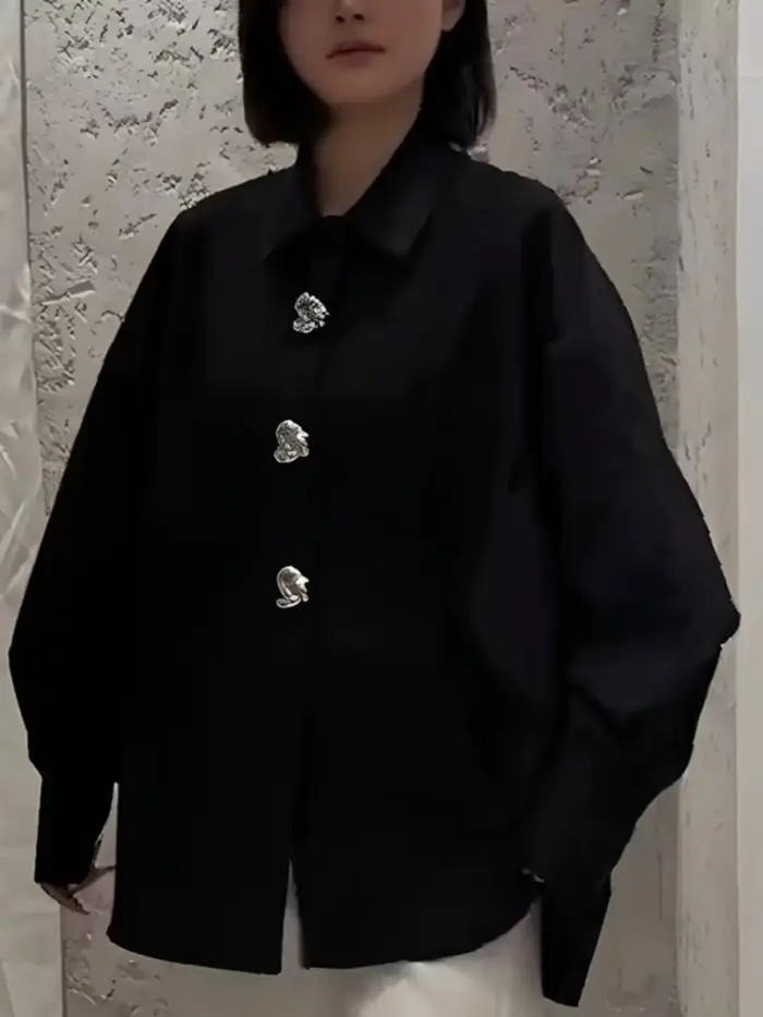 Nouvelle marque de luxe Design vêtements blanc noir surdimensionné boutons chemisiers et chemises en coton femmes vêtements bureau petite taille élégante à offrir pour femmes occasions spéciales