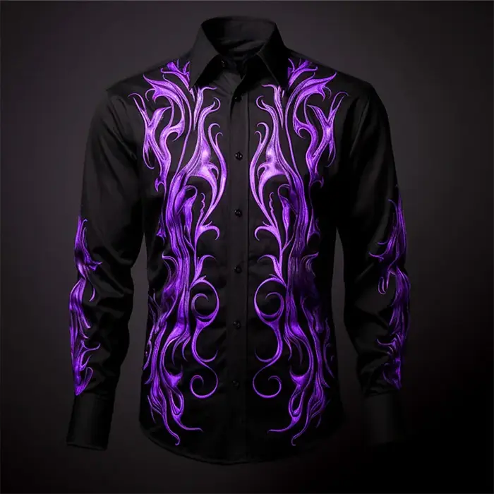 Chemises gothiques décontractées pour hommes, costume de dîner de fête, revers à boutons, hauts de l