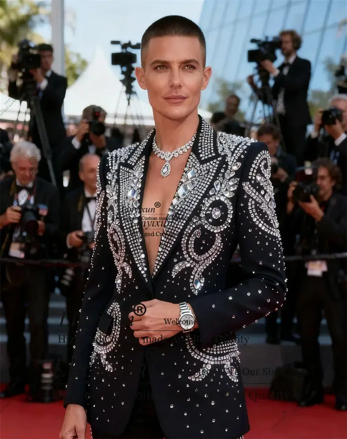 Costumes pour hommes, bijoux scintillants, coupe cintrée, ensembles de 2 pièces, Tuxedos de fête, pe