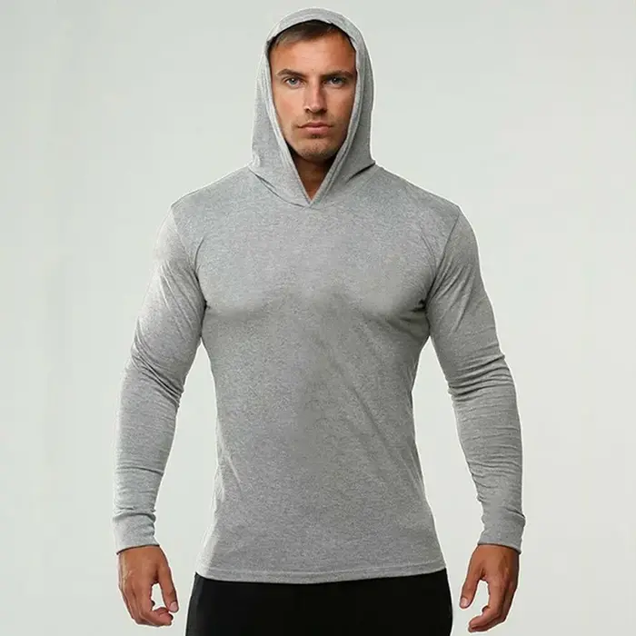 Vêtements de sport de couleur unie, T-Shirt à manches longues, coupe cintrée, en coton respirant, vê