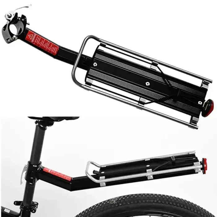 Porte-bagages arrière de vélo en alliage d'aluminium robuste et facile à utiliser pour randonnées et excursions quotidiennes