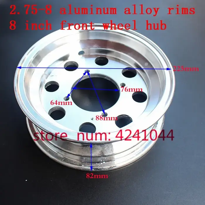 2.75-8 8 pouces pour vélo petite pièce de moto roues en aluminium cercle de vide utilisation 90/65-8 tire3.50-8 4.80/4.00-8 pneu