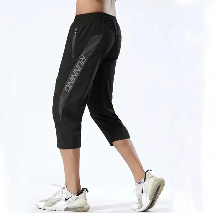 Pantalon sport homme poches zippées - Jogging entraînement 3/4 - Musculation football fitness running