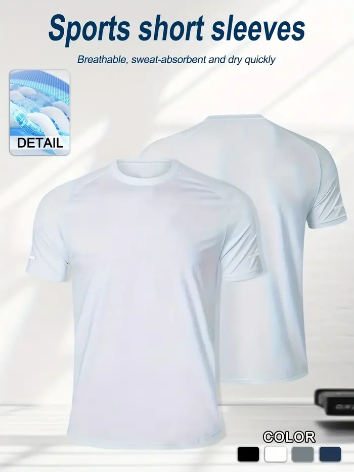 T-shirt de fitness en soie glacée pour homme, séchage rapide, course professionnelle, marathon, entraînement de course舒适高效的运动T恤男士速干冰丝短袖专业跑步马拉松训练冰丝材质干爽透气适合高强度训练