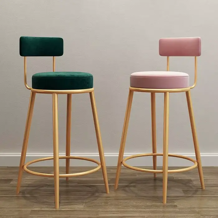 Chaises de bar nordiques tabourets hauts d'art en fer moderne dossier de cuisine tabourets de bar ca