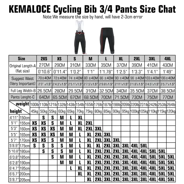 KEMALOCE pantalons de cyclisme 3/4 été Anti-UV haut de gamme Gel Pad vélo bavoir pantalon 3/4 solide