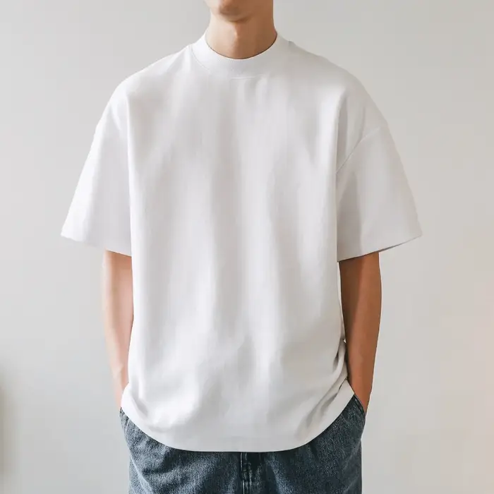 T-shirts à col petit hommes 350gsm coton couleur unie homme T-shirt à manches courtes printemps été 
