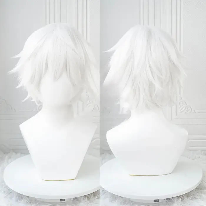 Perruques de Cosplay Anime Kaneki Ken, perruques courtes blanches moelleuses, Patch pour les yeux, c