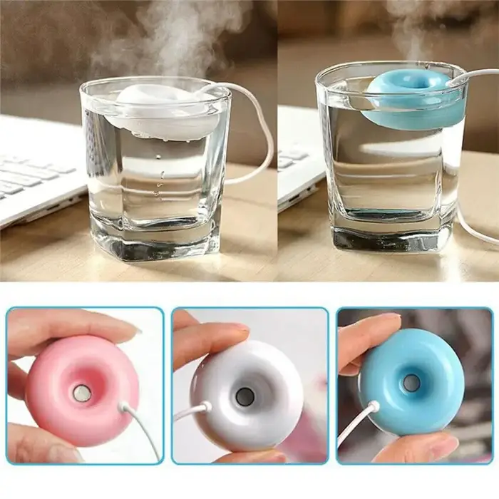Mini humidificateur à ions négatifs Donut, purificateur d'air rond USB pour la maison, le bureau, di