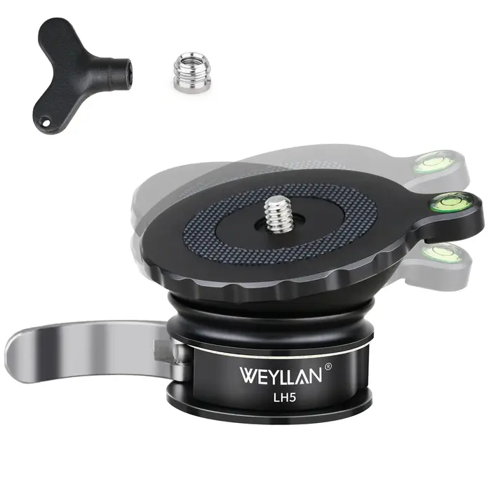 Weyllan-Tête de trépied LH5, base d'abaissement de trépied, plaque de réglage rapide en 3s, réglage 