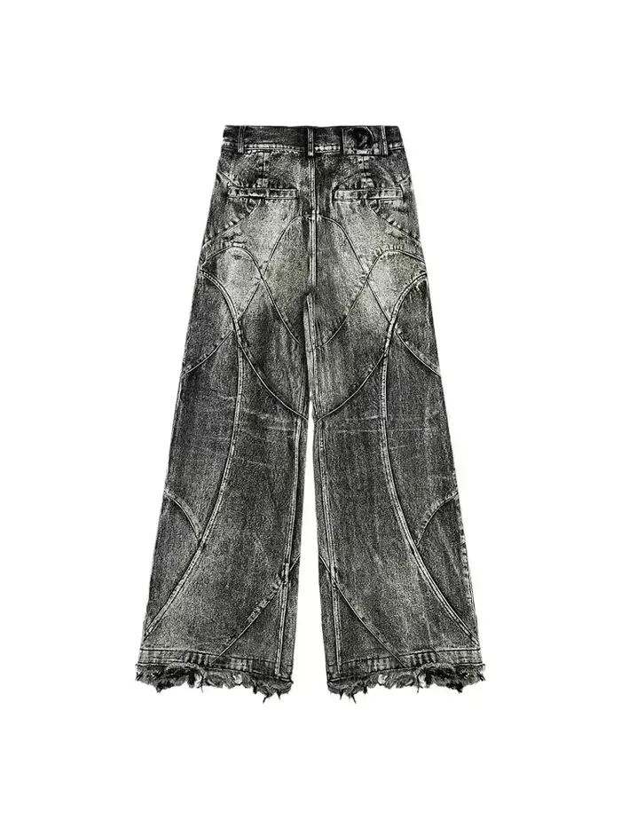 Jeans vintage Y2K streetwear punk hip hop pour femmes, pantalon grunge baggy déchiré, denim délavé, 
