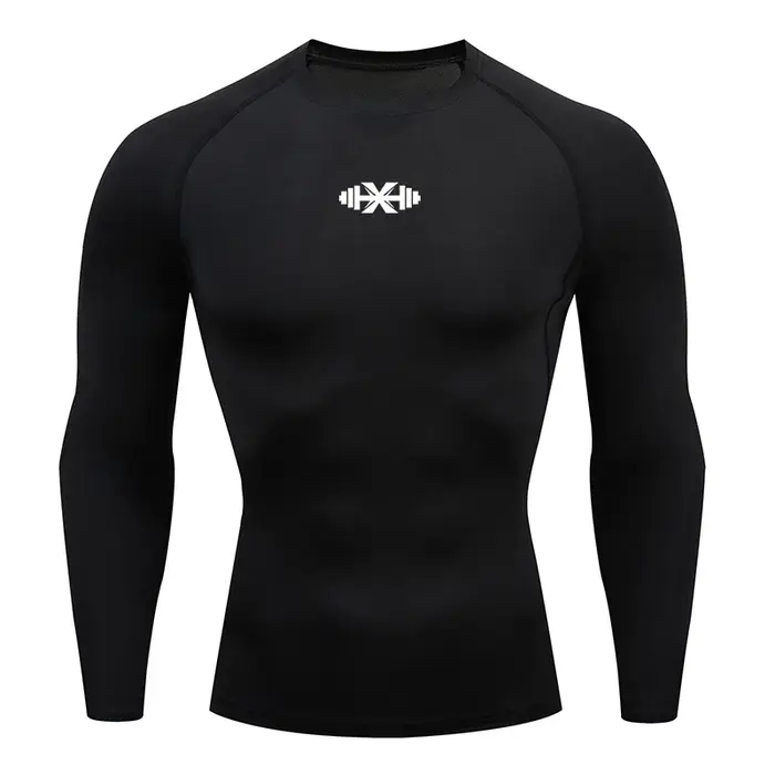 Hommes course Compression T-shirt manches longues Sport t-shirts Gym Fitness sweat mâle Jogging surv
