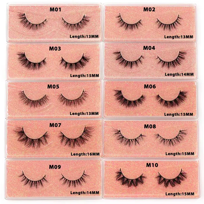 LEHUAMAO Maquiagem cils courts en vison naturel cils vaporeux moelleux Volume 12mm-15mm faux cils Ex