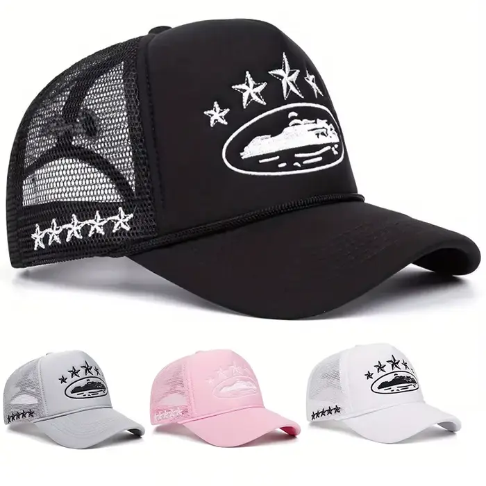 Casquette unisexe pour hommes et femmes, filet de Baseball brodé pentagramme, chapeaux décontractés 