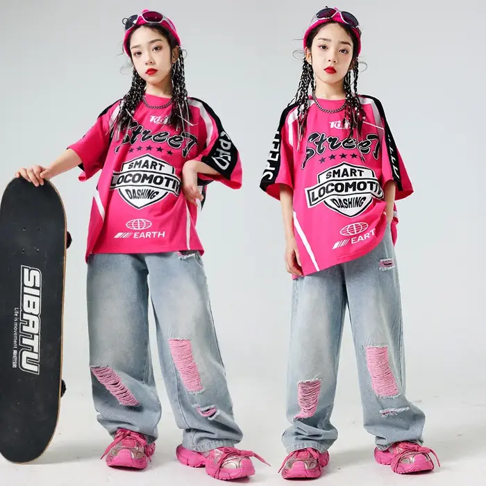 Costume Hip Hop pour filles, tenue de danse de rue, costumes de spectacle sur la piste, pantalons dé
