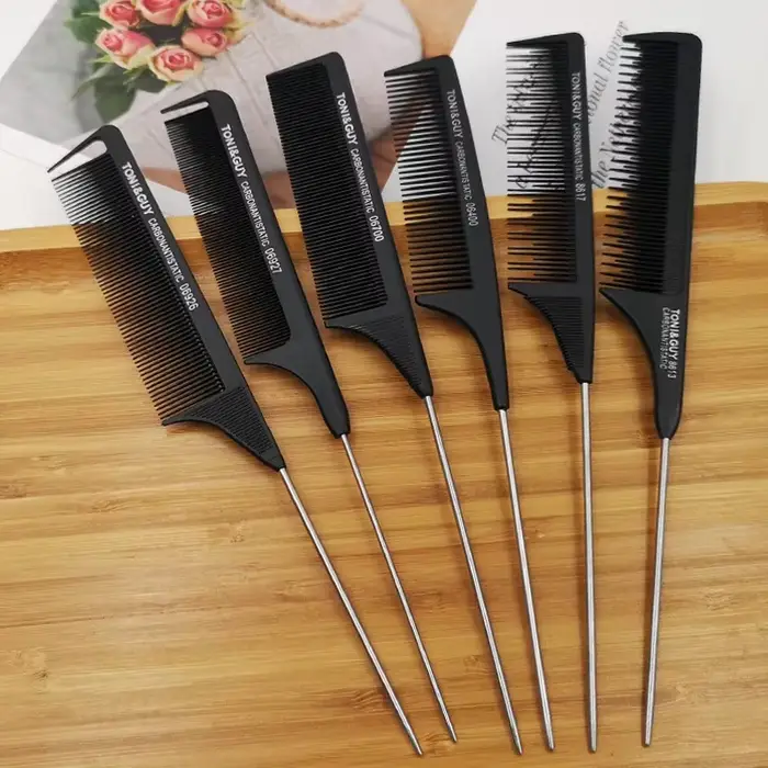 Peignes professionnels pour queue de cheveux, en acier inoxydable, pour coupe de Salon, outils de so