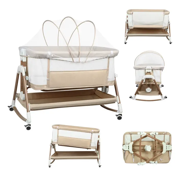 Lit bébé 3 en 1, lit bébé, bascule bébé, lit de voyage bébé avec matelas, couffin avec 6 hauteurs, f