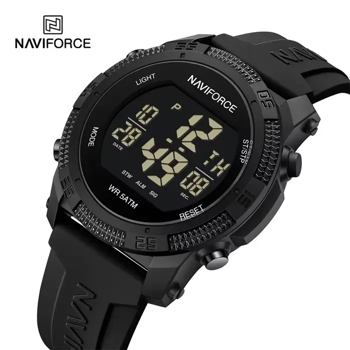 NAVIFORCE NF7104 Montre électronique numérique LCD décontractée avec alarme de date et de semaine po