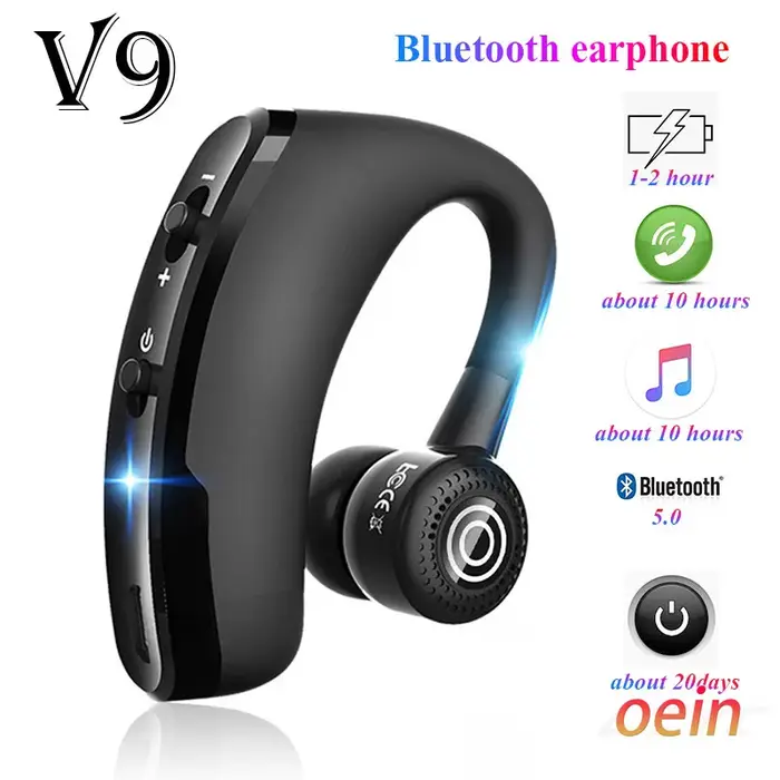 Écouteurs sans fil Bluetooth V9, casque d'écoute, oreillettes de sport, mains libres, pour iPhone Sa