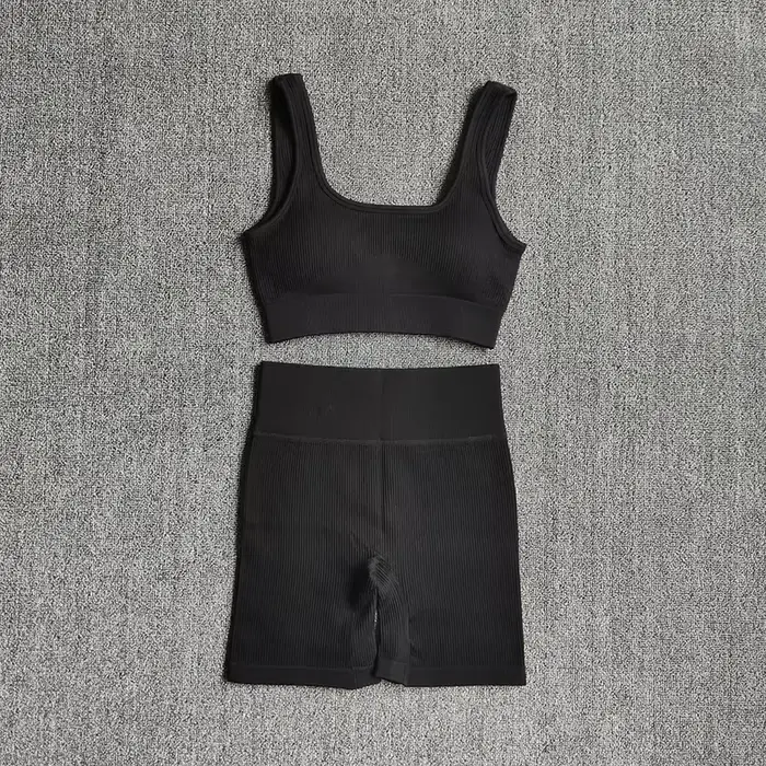 Ensemble yoga WAREBALL 2 pièces pour femmes - Soutien-gorge sans couture et shorts de sport sexy
