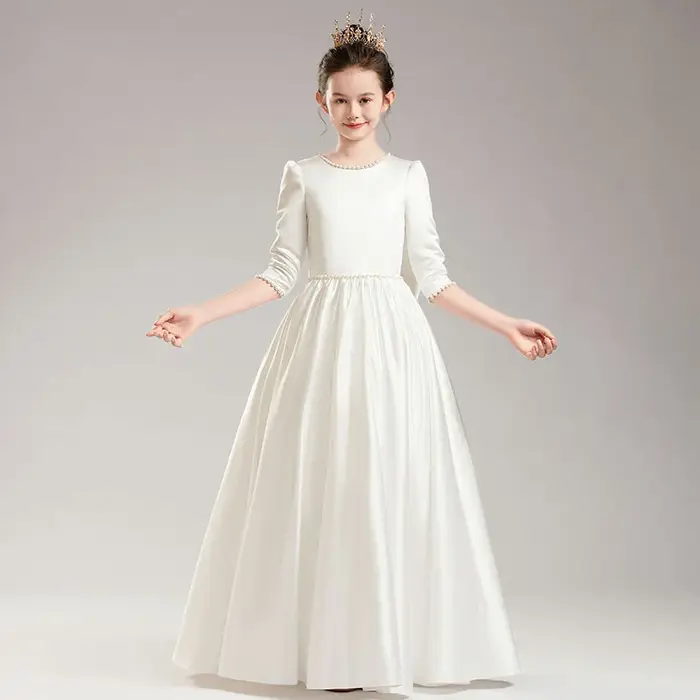 Robe de princesse élégante pour filles, robes de soirée pour enfants de 4 à 12 ans, vêtements blancs