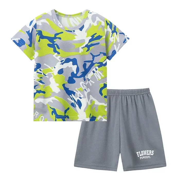 Combinaison enfant camouflage multicolore séchage rapide - Short manches courtes été sport garçons filles